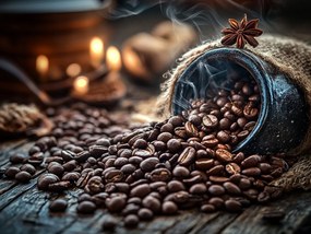 Vászonkép Canvas Kávébab Arabica Robusta Kávézó Tűz 80x60