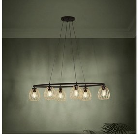 Eglo 390092 - Csillár zsinóron JAZMINIA 6xE27/40W/230V fekete/arany