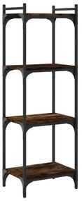 4 szintes füstös tölgy szerelt fa könyvespolc 40 x 30 x 120 cm
