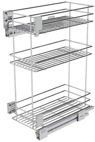 Konyhai fémrács, 300mm, oldalra szerelhető, ezüst szürke, teljes kihúzás, csillapított záródás, rejtett fióksín, 3 kosár SIGE, Infinity Line 004