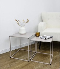 Bézs fém dohányzóasztal szett 2 db-os 38x38 cm Alrik – Yes Everyday