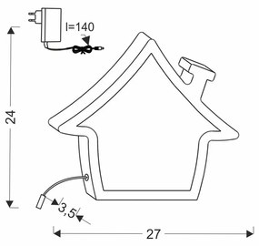 Rózsaszín gyerek éjjelilámpa House – Candellux Lighting