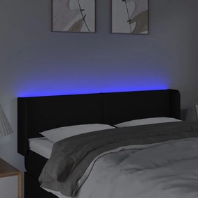 fekete szövet LED-es fejtámla 147 x 16 x 78/88 cm