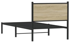 sonoma tölgy színű fém ágykeret matrac nélkül 75 x 190 cm