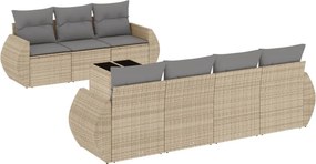 vidaXL 8 részes bézs polyrattan kerti ülőgarnitúra párnával