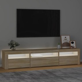 sonoma tölgy színű TV-szekrény LED-lámpákkal 195x35x40 cm