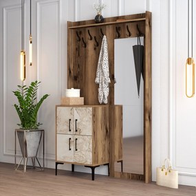 Előszobafal Berlin BC - Walnut, White Marble