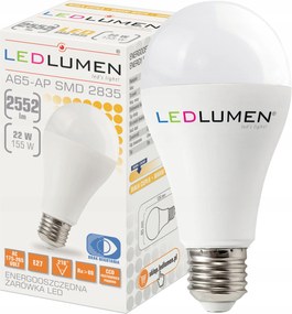 Led izzó E27 A65 22W=155W 2552lm 210° CCD Energiatakarékos Nincs villódzás