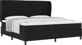vidaXL Boxrugós ágy matracmal fejtámlával Fekete 200 x 200 cm szövet
