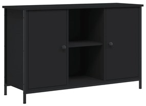 fekete szerelt fa TV-szekrény 100x35x65 cm