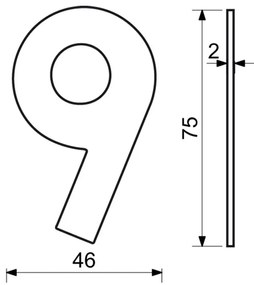 "9" házszám, RN.75L, rozsdamentes acél