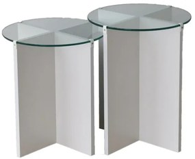 KÉSZLET 2x Kisasztal LILY átm. 40 cm fehér/átlátszó