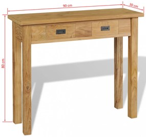 tömör tíkfa konzolasztal 90 x 30 x 80 cm