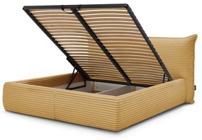 Sárga kárpitozott ágyneműtartós franciaágy ágyráccsal 180x200 cm Jade – Bobochic Paris