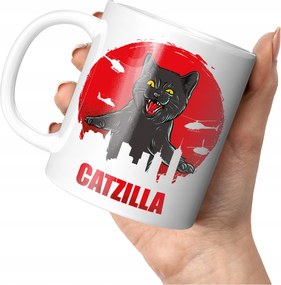 Catzilla Nyomott Mintás Bögre Vicces Cica Tökéletes Stílusos Bögre