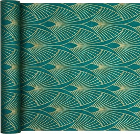 Tapéta zöld-arany Legyezők Geometria Art Deco stílusban