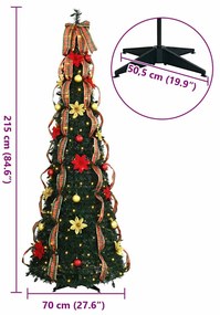 Mű karácsonyfa 200 LED-del állvánnyal Zöld 210 cm PVC