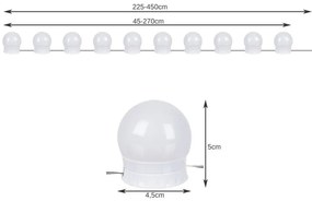 LED tükör/fésülködőasztal lámpák - 10 db.