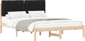 vidaXL Ágykeret Kárpitozott Fejtámlával Fekete 140 x 200 cm