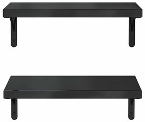 2 db fekete rozsdamentes acél fali polc 50 x 23,5 cm