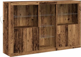 vidaXL LED tálaló LED -es lámpákkal Öreg fa 162 x 37 x 100 cm Faanyag