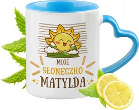 Kék bögre szív alakú füllel Matildának Ideális Ajándék