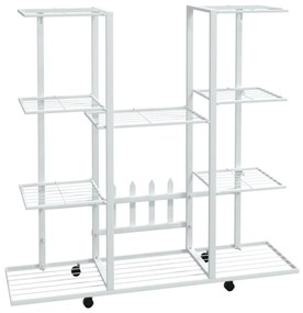 fehér vas virágtartó állvány kerekekkel 94,5 x 24,5 x 91,5 cm