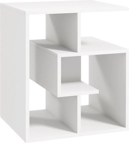 HOMCOM Fehér Szekrényasztal Tárolópolcokkal Nappaliba és Hálószobába 45x40x55 cm | Aosom