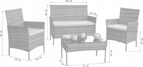 Elegáns rattan kerti kanapé szett asztallal