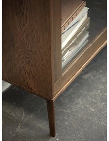 Sötétbarna tálalószekrény tolóajtóval, tölgyfa dekorral 110x160 cm Barrali – Unique Furniture