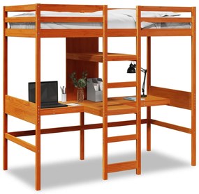 viaszbarna tömör fenyő galériaágy-keret matrac nélkül 75x190 cm