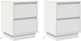 vidaXL Éjjeliszekrény fiókkal 2 pcs Fehér 39 x 34,5 x 50 cm Faanyag
