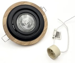 3 darabos TOBBY süllyesztett mennyezeti lámpa 1xGU10/20W/230V, Ø 11,5 cm, tölgy/fekete