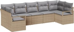 vidaXL Kerti Kanapé Szett 7 pcs Beige és Világosszürke polirattan