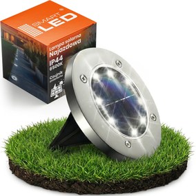 LED-es napelemes kerti lámpa IP44 Földbe süllyeszthető korong szürkület érzékelő