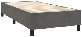 sötétszürke bársony rugós és LED-es ágy matraccal 100x200 cm