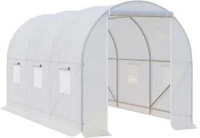 Outsunny Kültéri Üvegház 3,5x2x2 m Alagút Üvegház 6 Felhúzható Háló Ablakkal és Cipzáros Ajtóval UV-álló Üvegház Terasz Kerthez | Aosom