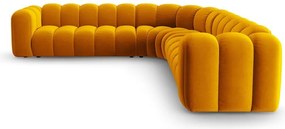 Sárga bársony moduláris sarokkanapé Lupine – Micadoni