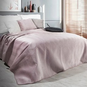 Sofia bársony ágytakaró Púder rózsaszín 230x260 cm