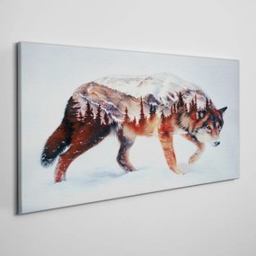 Vászonkép Absztrakciós farkas erdő tél