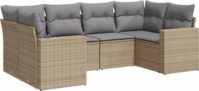 vidaXL 6 részes bézs polyrattan kerti ülőgarnitúra párnával