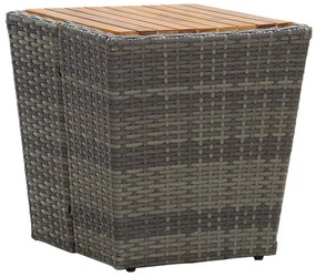 vidaXL szürke polyrattan és tömör akácfa teázóasztal 41,5x41,5x43 cm