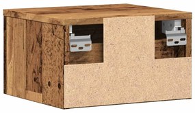 2 db antik fa színű falra szerelhető éjjeliszekrény 34x30x20 cm