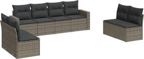 vidaXL 8 részes szürke polyrattan kerti ülőgarnitúra párnákkal