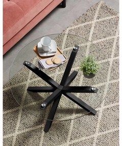 Fekete kerek dohányzóasztal üveg asztallappal ø 82 cm Argo – Kave Home