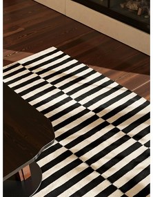 Fekete-fehér kétoldalas kézi szövésű gyapjú szőnyeg 120x180 cm Donna – Hanse Home