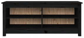 fekete tömör fenyőfa cipőtároló pad 110 x 38 x 45,5 cm