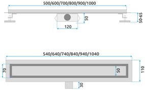 Rea Neox, zuhanylefolyó 80 cm, szálcsiszolt acél, REA-G2503