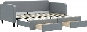 vidaXL világosszürke kihúzható szövet heverő fiókokkal 90 x 200 cm