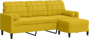 vidaXL 3 személyes sárga bársonykanapé lábtartóval 180 cm